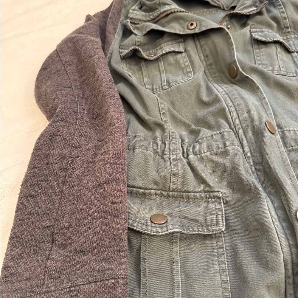 Ashley by 26 International Utility Collection Hooded Mixed Media Jacket - Size S - Picture 5 of 9